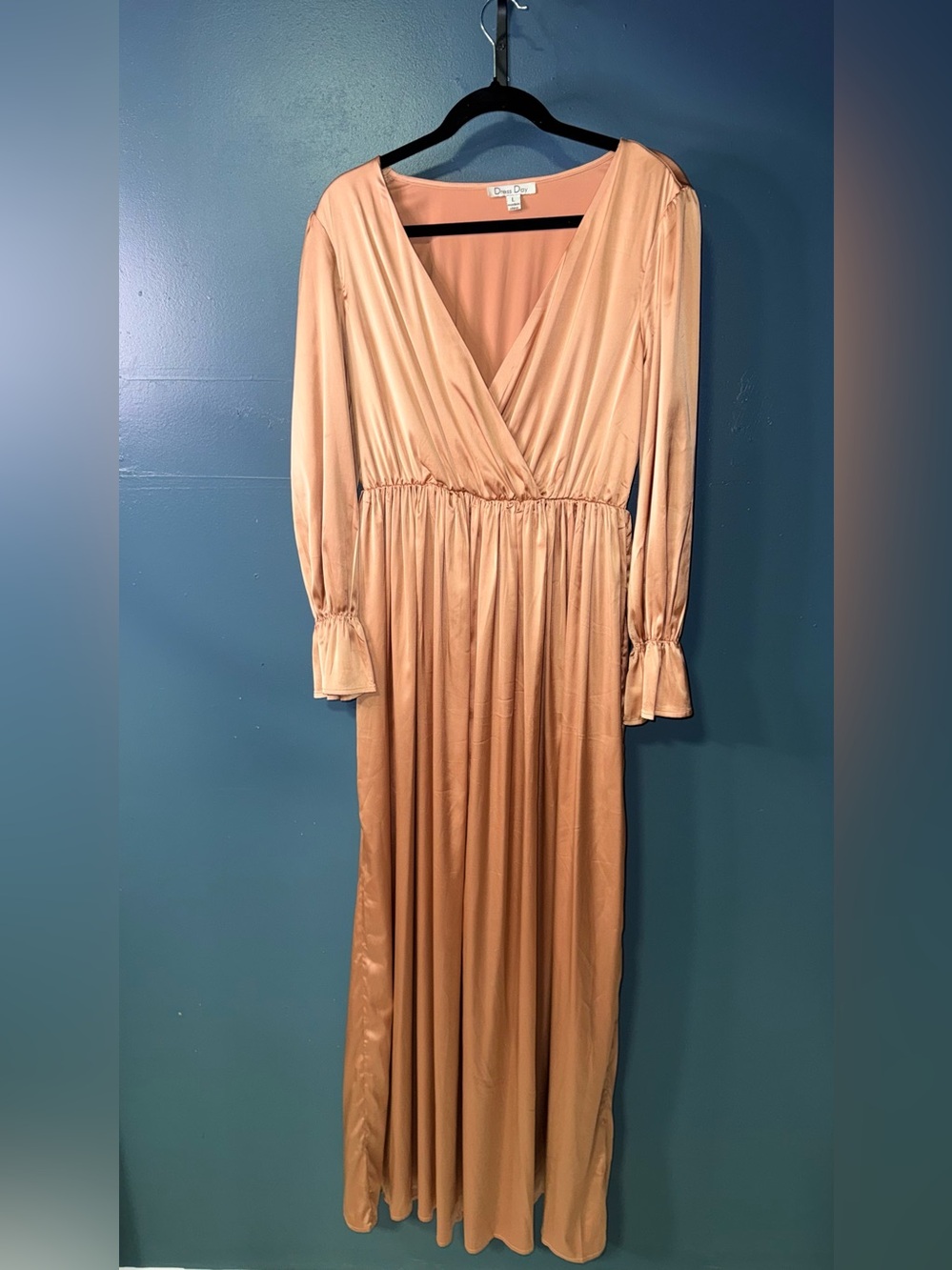 Long Sleeve Wrap Maxi Dress in Peach by Free People